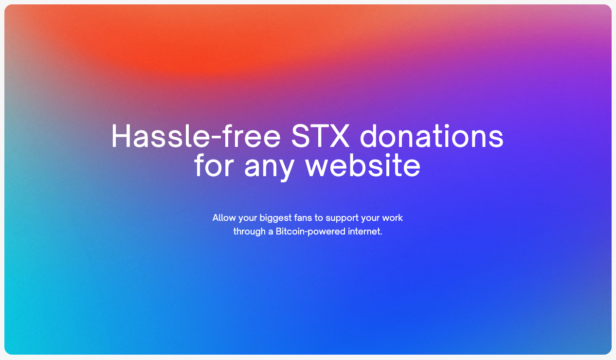 Hassle-free STX donations for any website